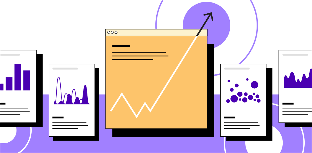 Illustration of bar graphs and various charts