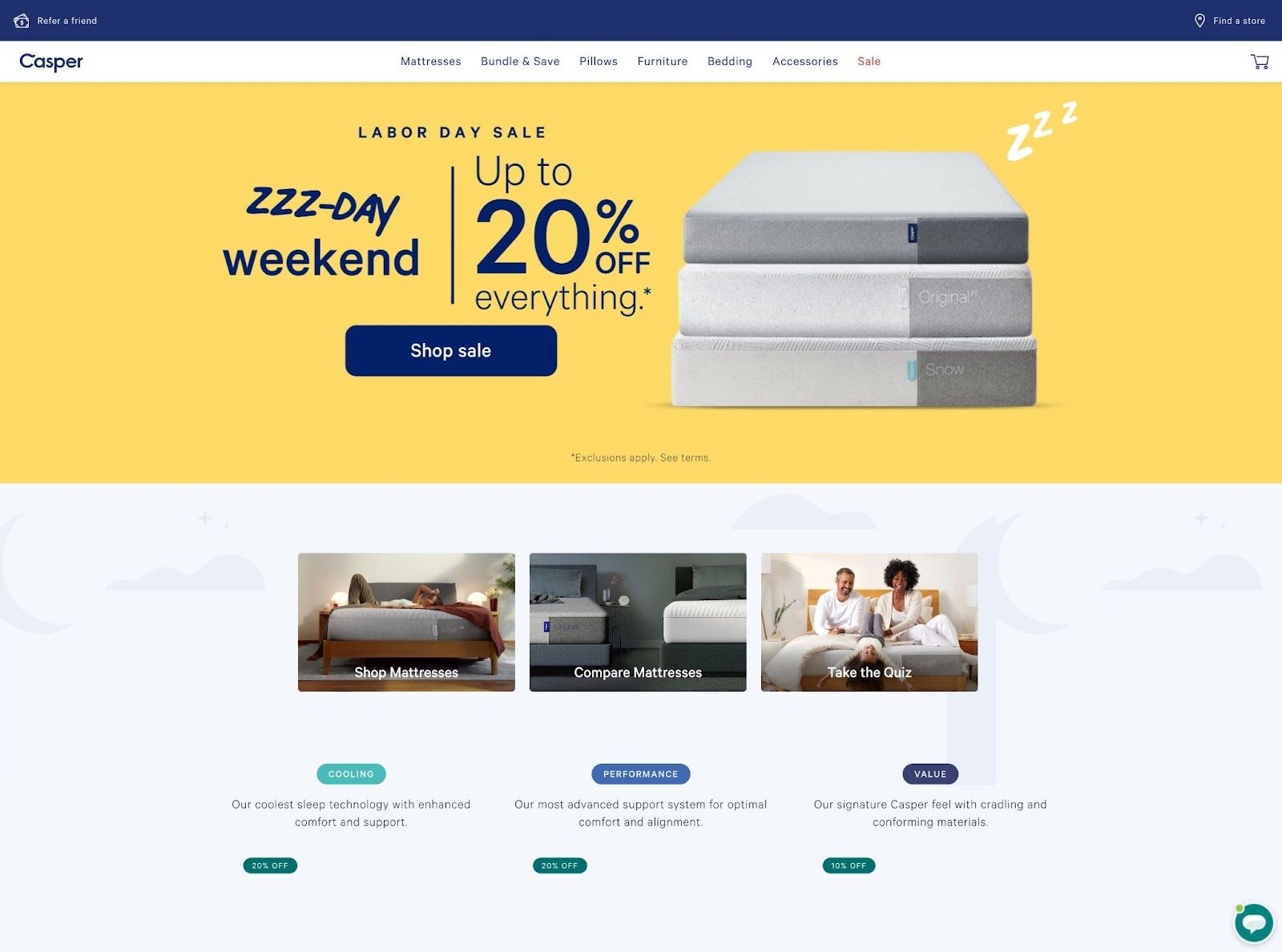 Casper’s homepage. 