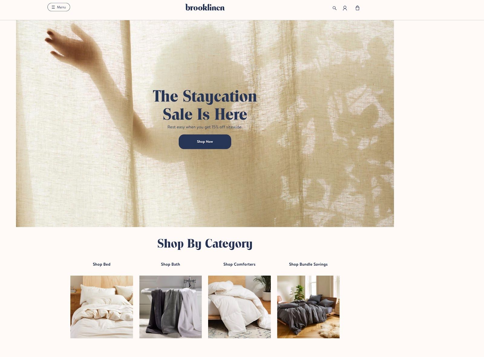 Brooklinen’s homepage. 