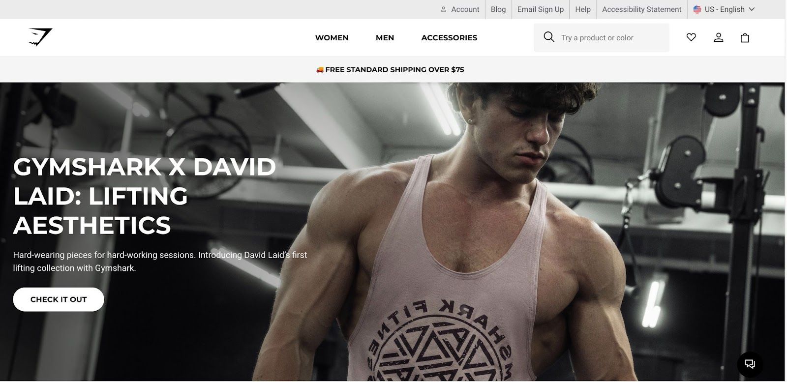 Gymshark’s homepage. 