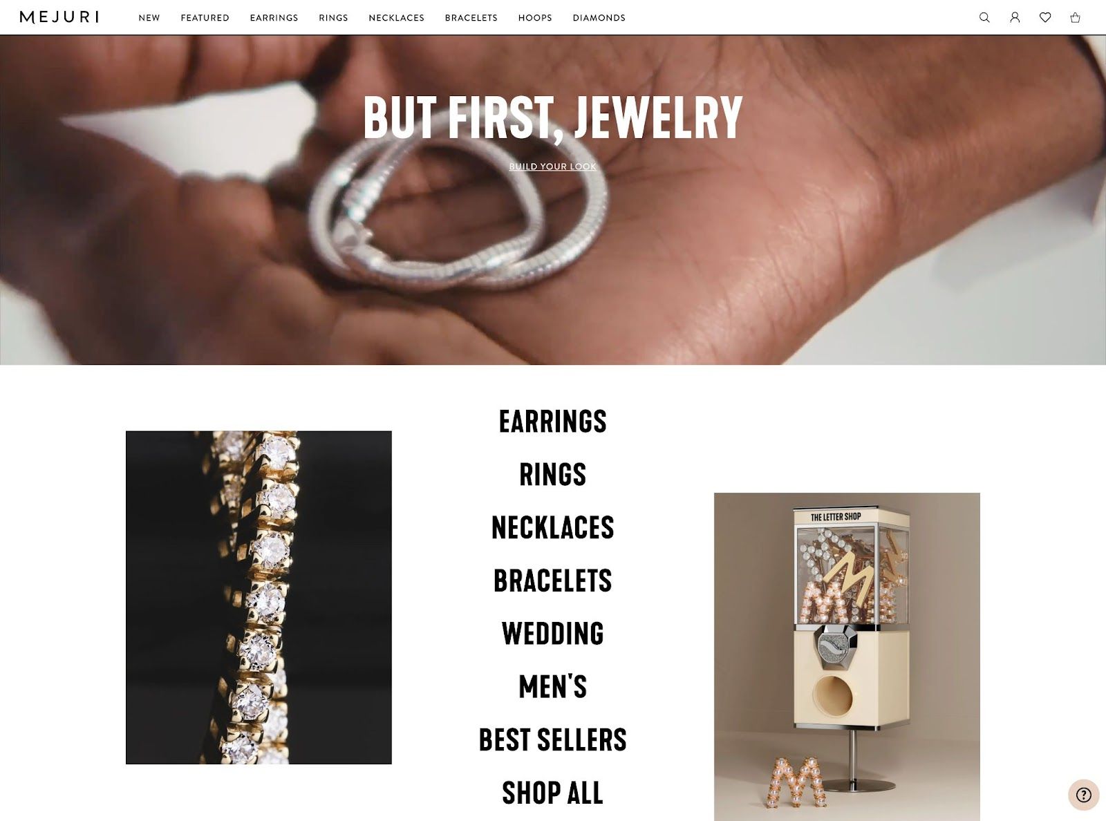 Mejuri’s homepage.