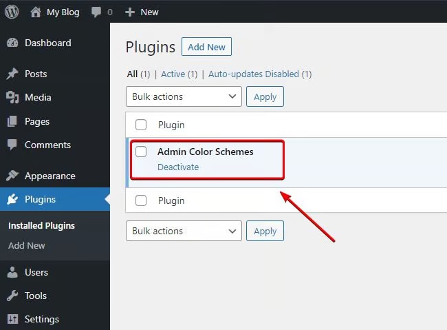 activate admin color schemes
