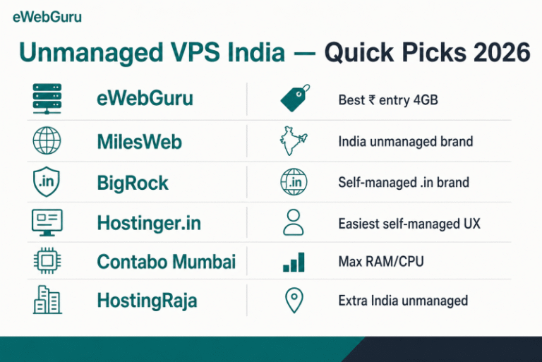 Best Unmanaged VPS Hosting in India (2026): Top Providers Compared