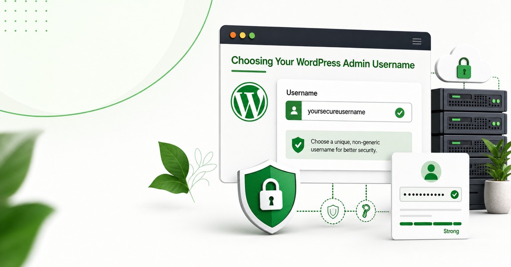 GreenGeeks illustration of choosing your wordpress admin username for how to install wordpress for the first time without stress
