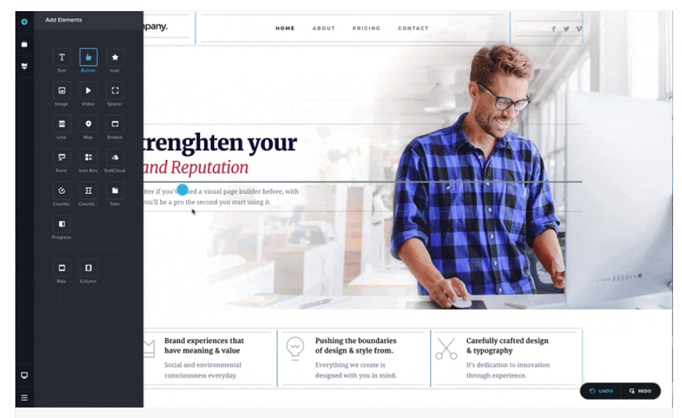 Brizy page builder interface