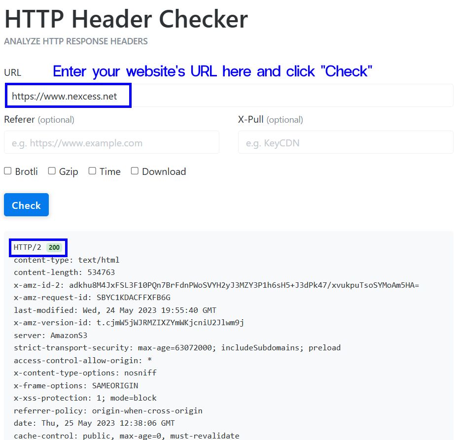 KeyCDN’s HTTP Header Checker.