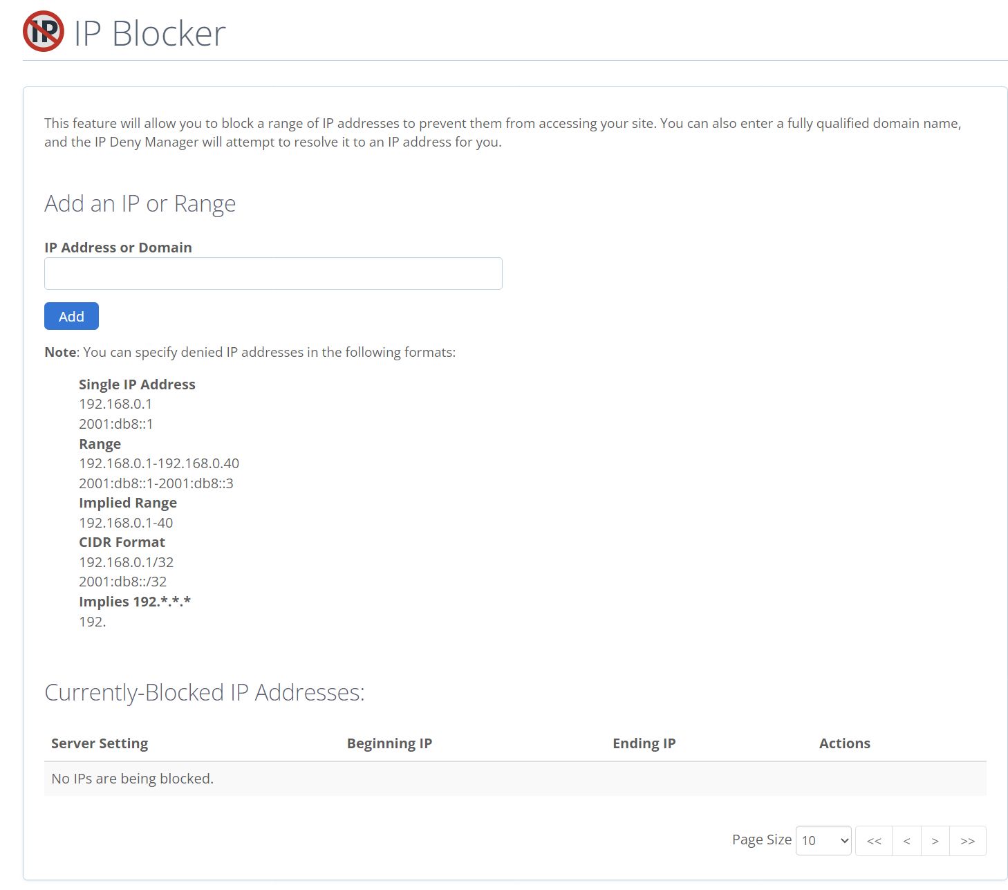 IP Blocker in cPanel.