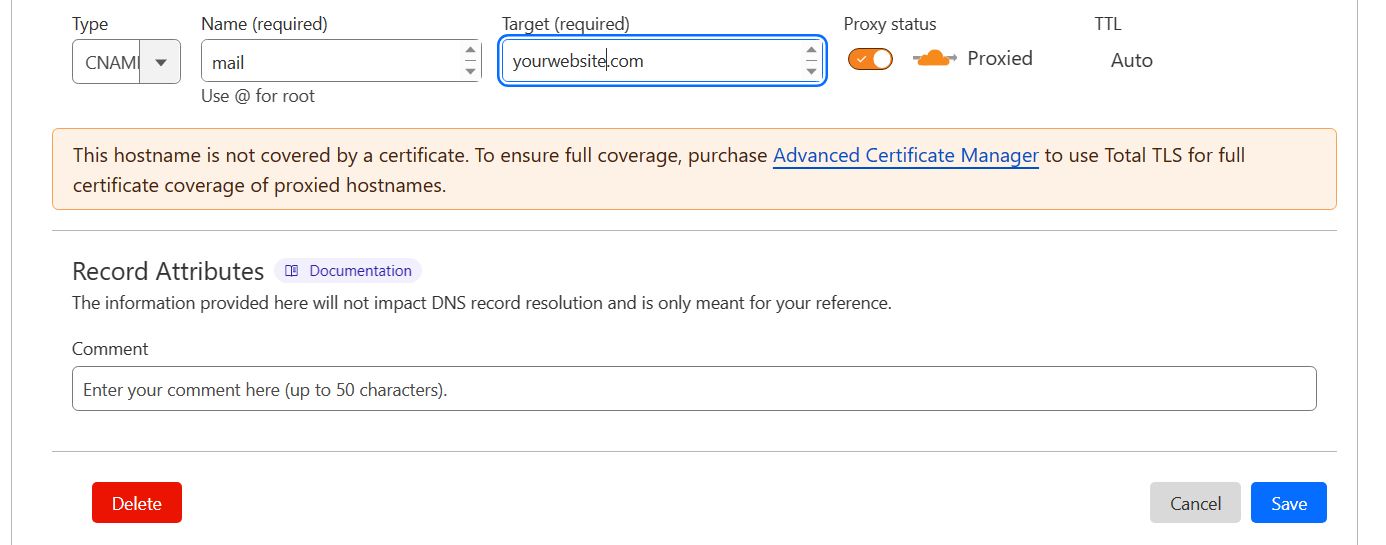 Editing DNS records.